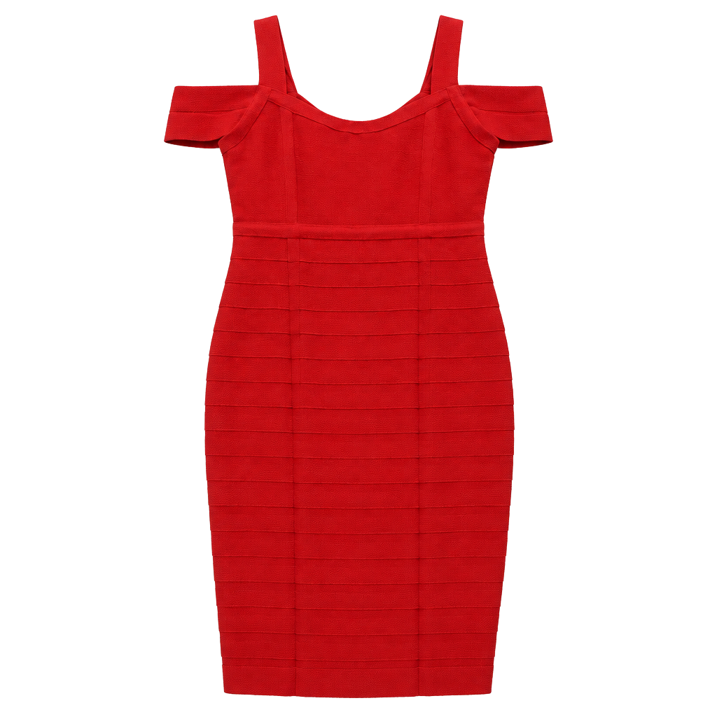 Bold Elements Dress Size L Red Cold Shoulder Bodycon 1