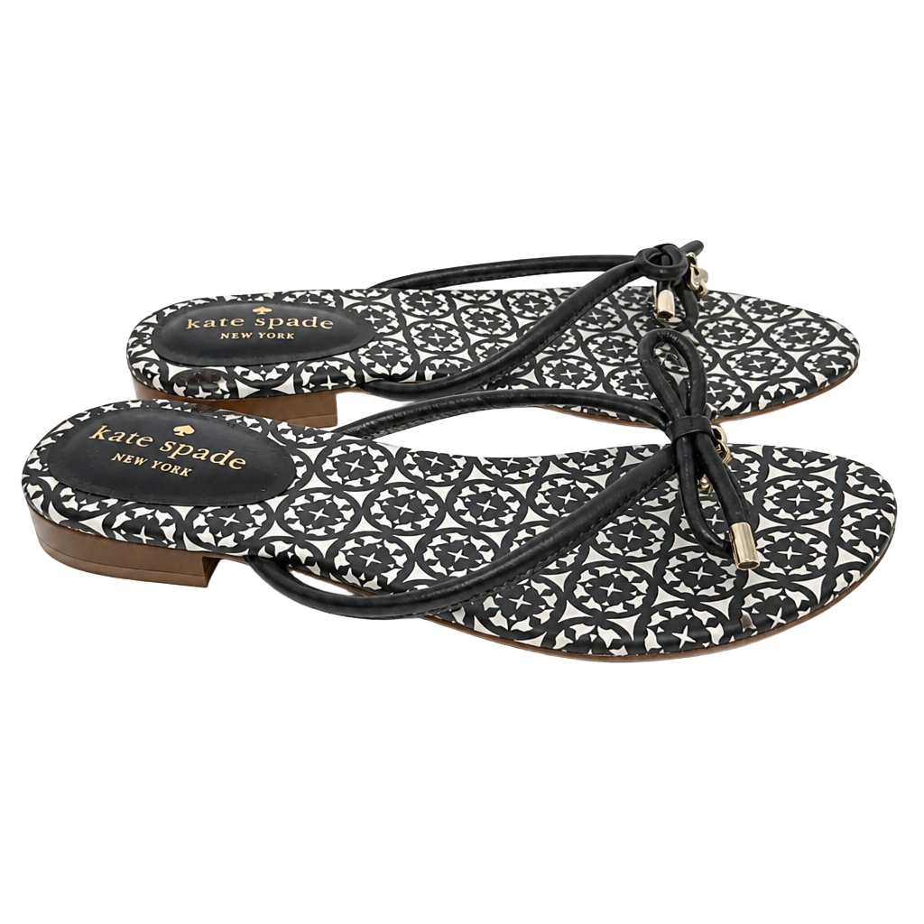 Kate Spade New York Mystic Bow Thong Sandals Navy Blue White Size 6M 1