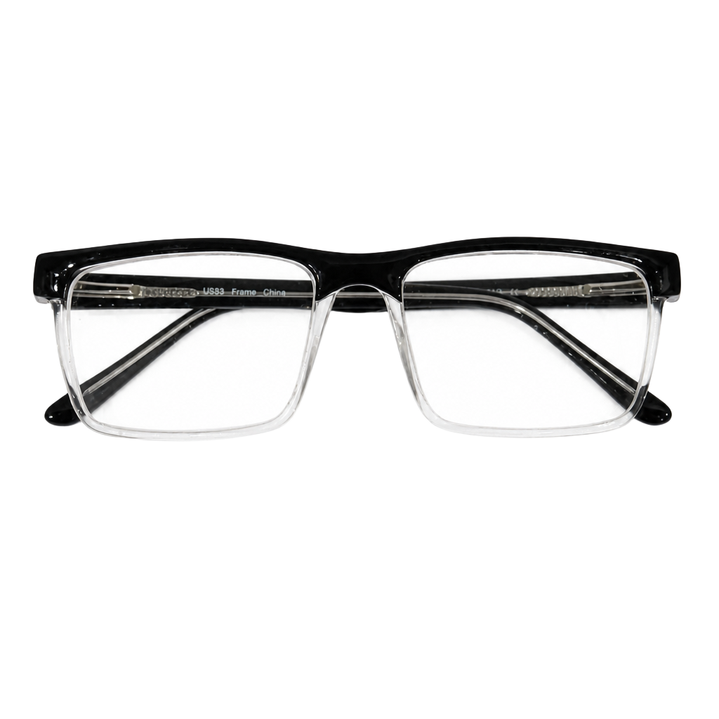 Foster Grant US83 Two-Tone Black and Clear Rectangular Eyeglass Frames 50-19-130 1