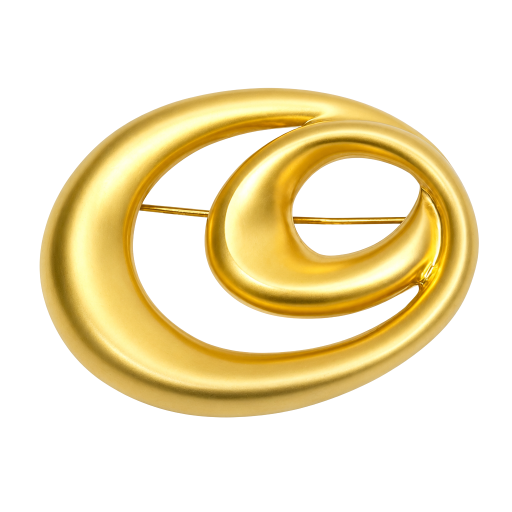 Vintage Large Gold Tone Sculptural Spiral Statement Brooch 1
