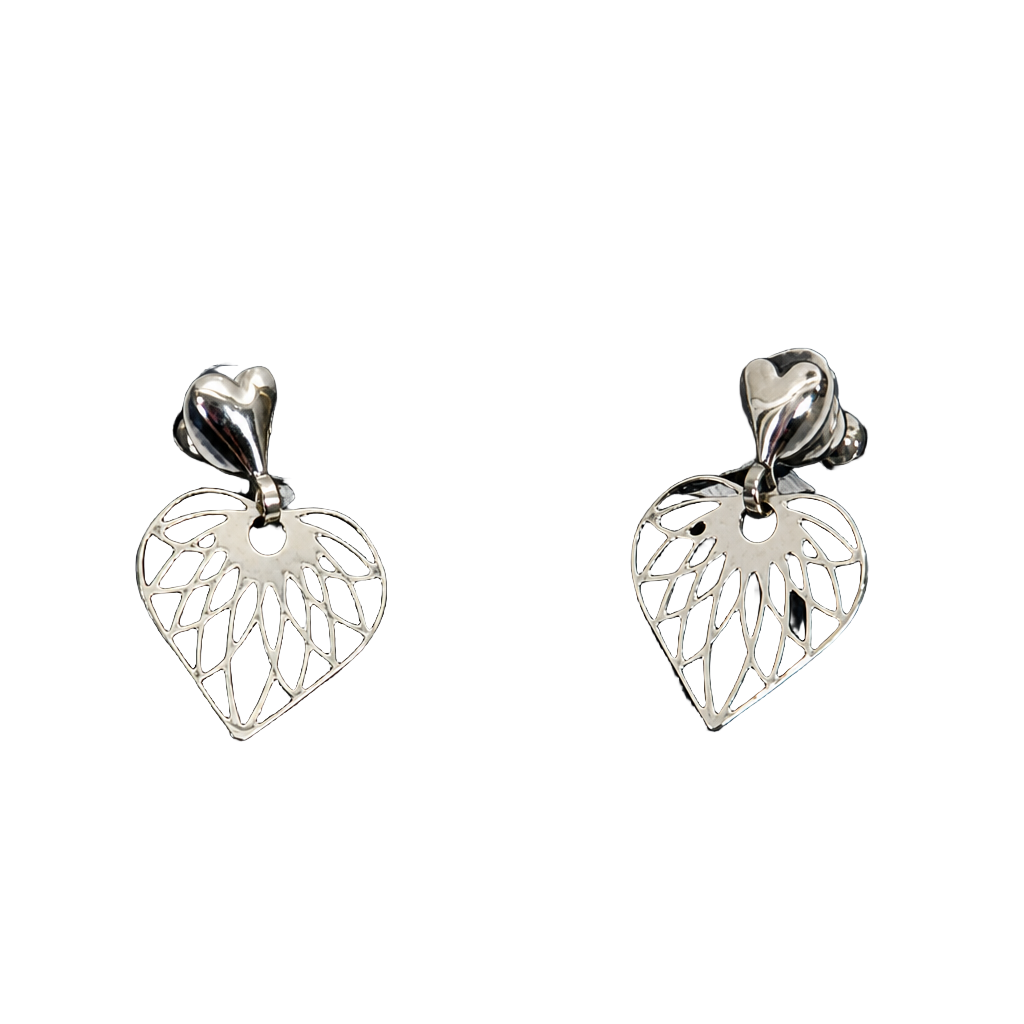 Vintage Trifari Filigree Heart Drop Earrings with Surgical Steel Posts 1