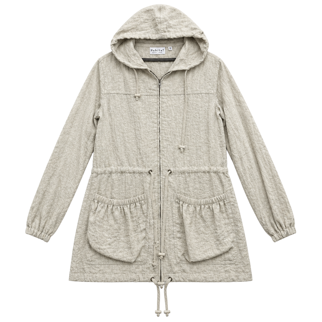 Habitat Clothes to Live In Linen Hooded Anorak Jacket Cream XS 1