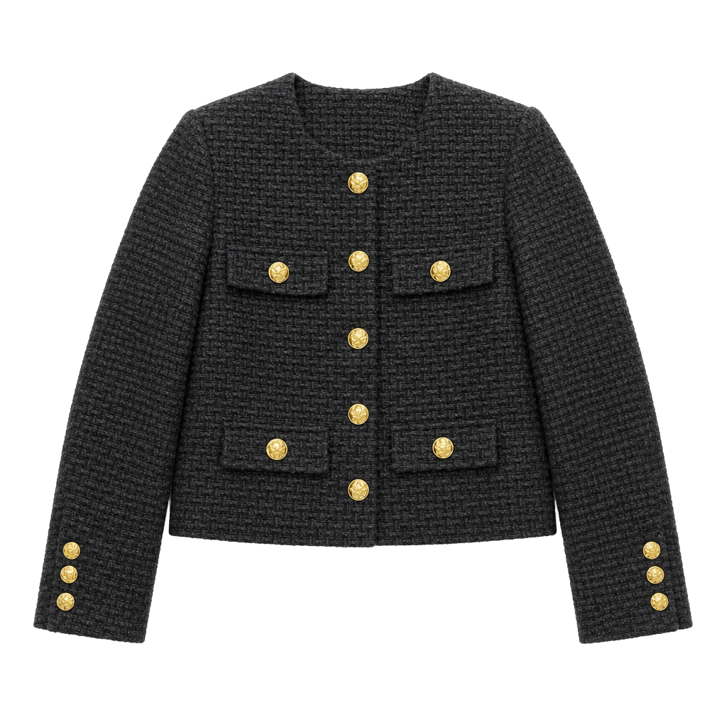 Urban Revivo Black Tweed Jacket with Gold Buttons Size XS 1