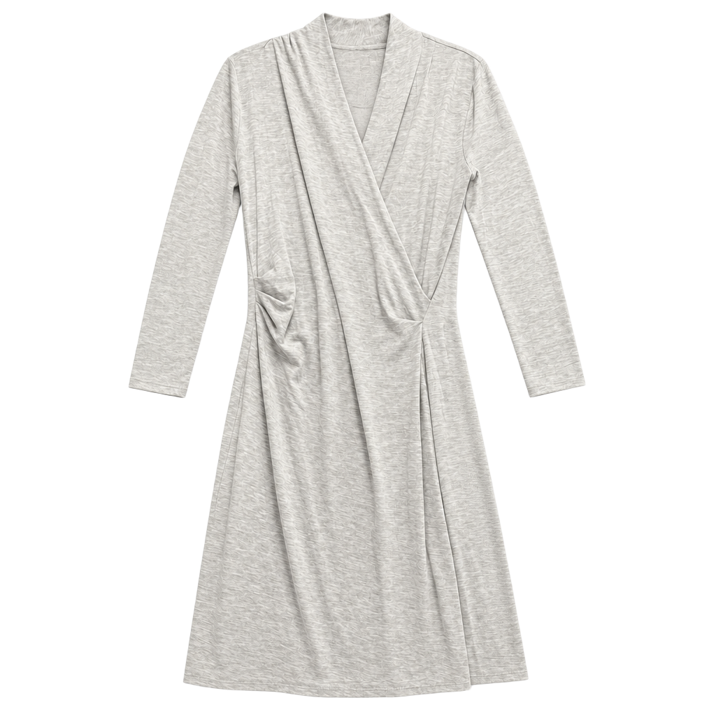 Ann Taylor Factory Women's Gray Faux Wrap 3/4 Sleeve Jersey Dress Size Medium 1