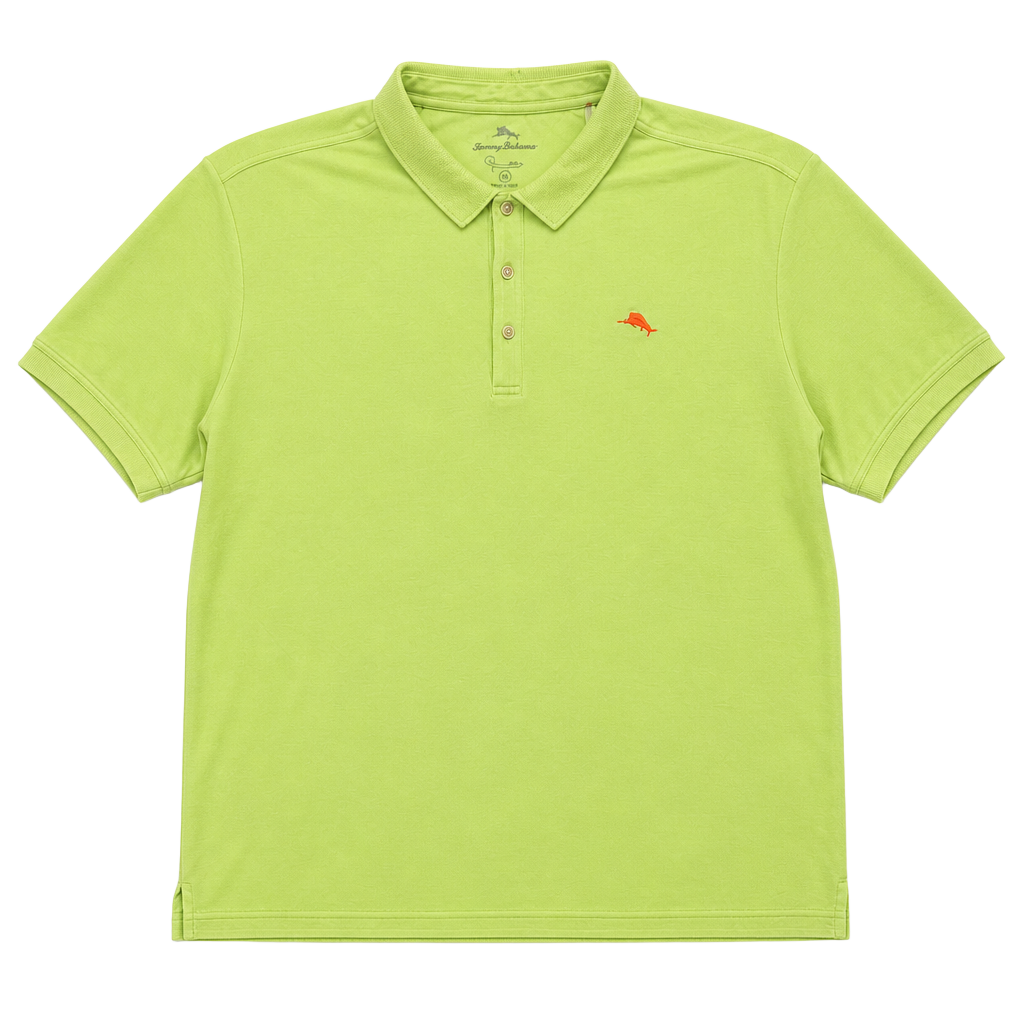 Tommy Bahama Mens 3XB Lime Green Supima Cotton Emfielder Short Sleeve Polo Shirt 1