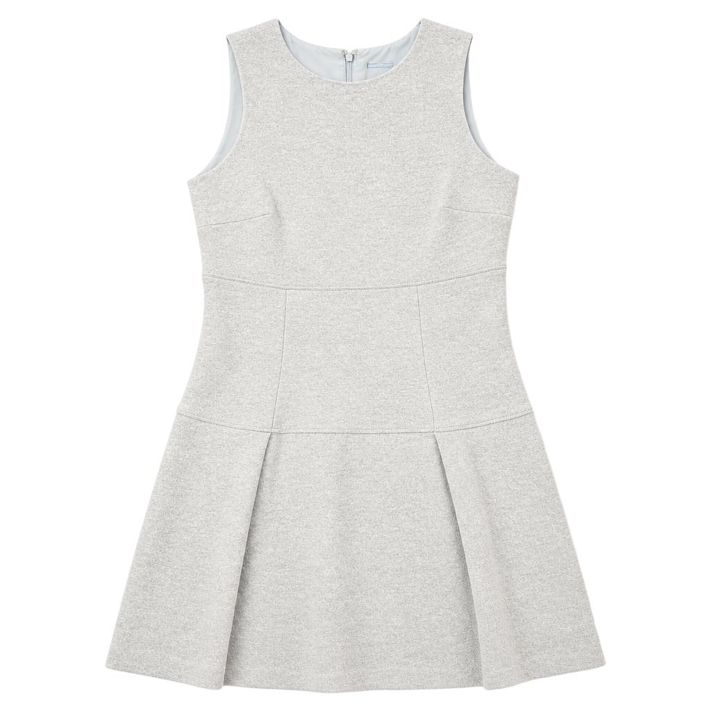 Ann Taylor Light Blue Felted Wool Blend Sleeveless Fit and Flare Pleated Dress 1