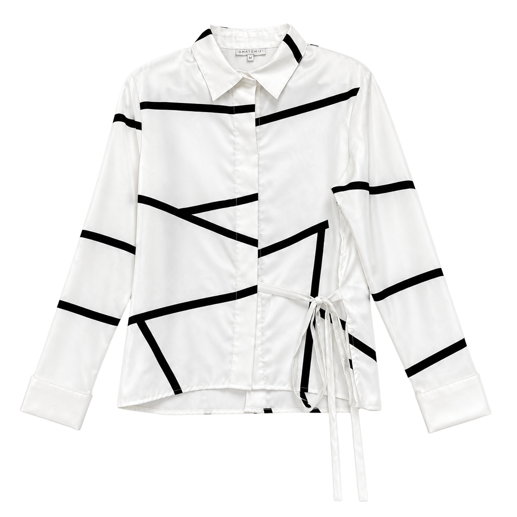 Anatomie Georgette Button Down Shirt with Sash Detail 1