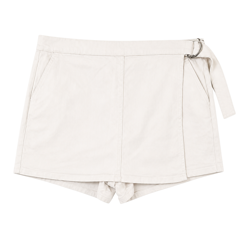 Torrid Mid-Rise Vintage Stretch Pleated Denim Skort White Size 12 New 1
