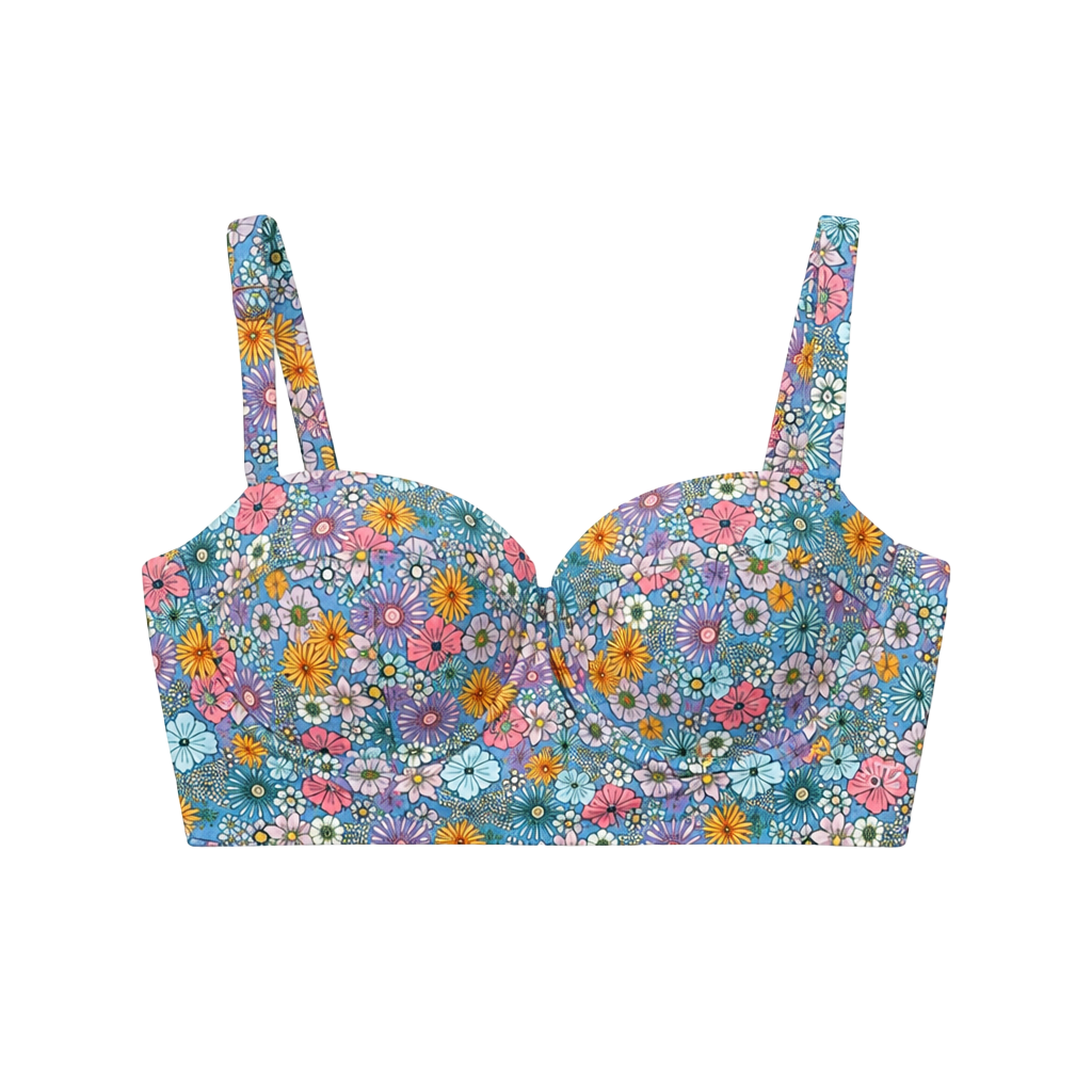 Albion Hailey Crop Darling Blue Swim Top Size M 1