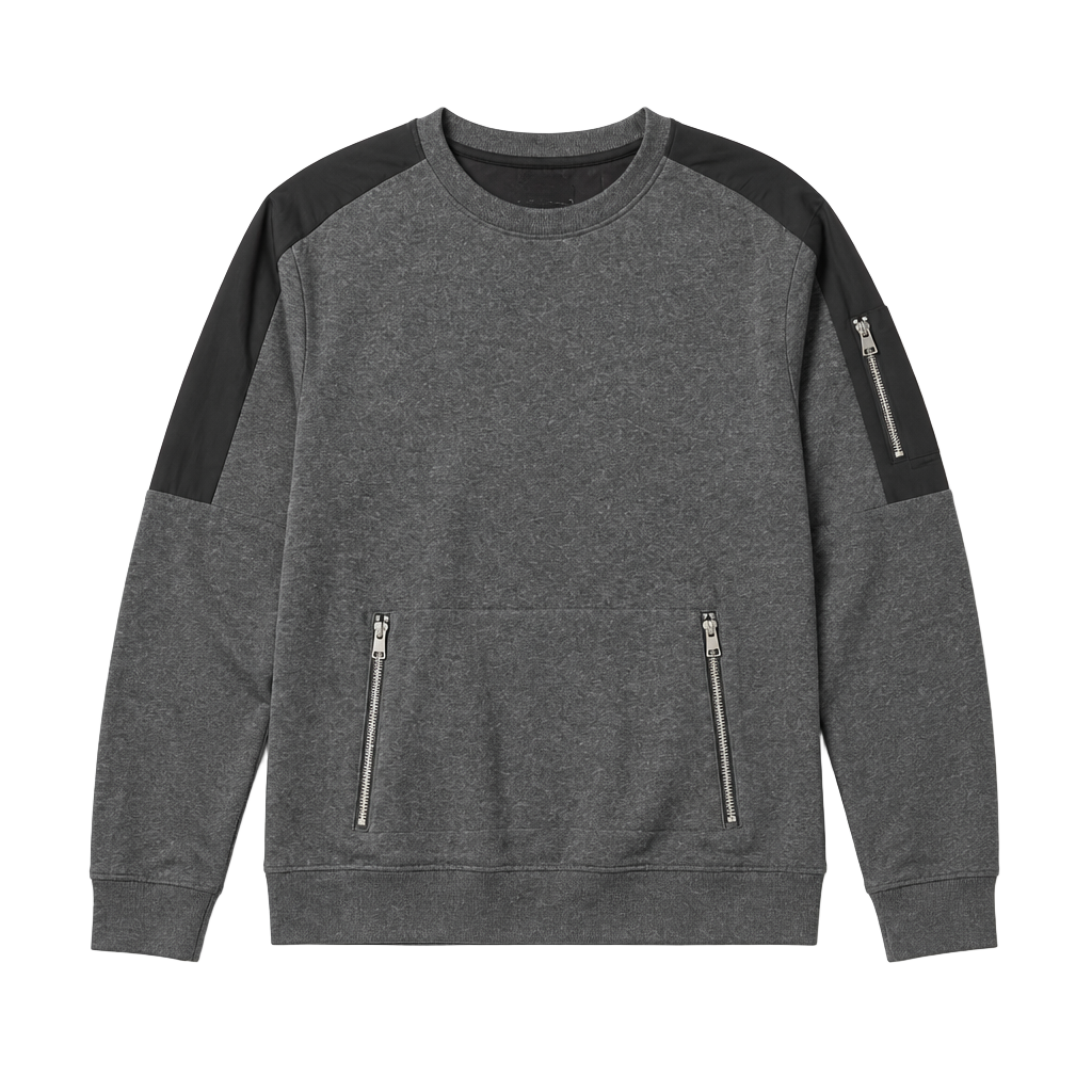 Guess Sweatshirt Gray Black Zipper Pockets 1