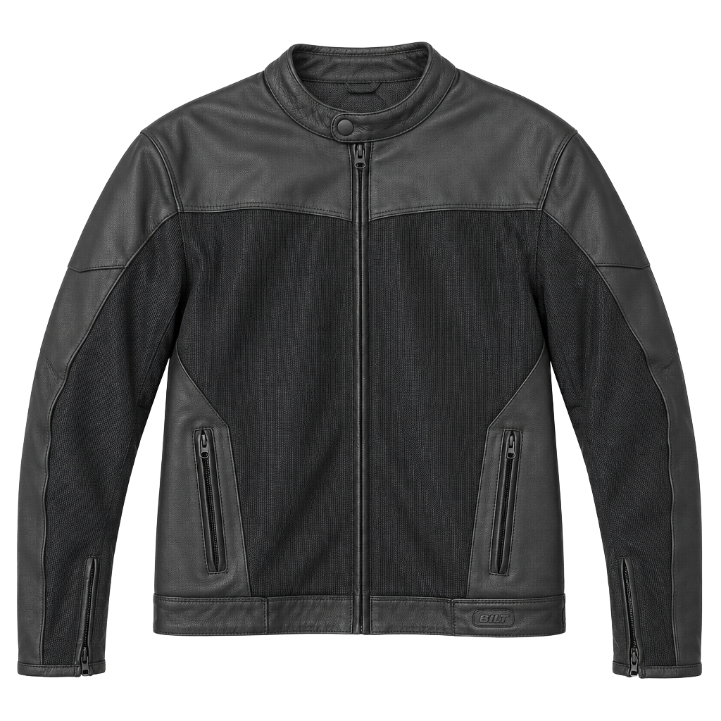 BILT Nomad Air Motorcycle Jacket Size L Black Leather Mesh 1