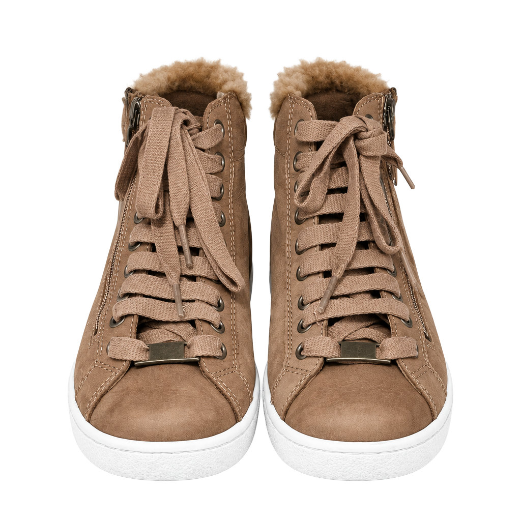 UGG Olive High Top Sneaker Chestnut Leather Shearling 1