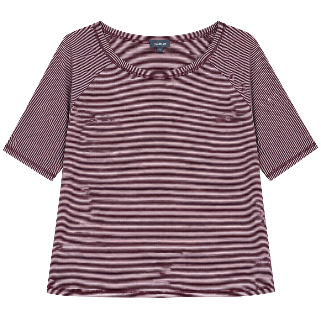 ModCloth Striped Top Size 3X Burgundy White Rayon Blend 1