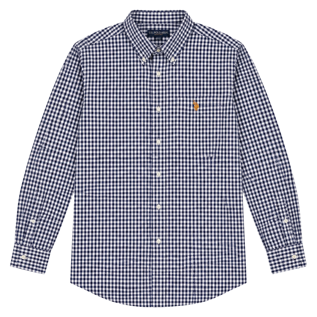 U.S. Polo Assn. Long Sleeve Gingham Button Down Shirt Size 3XL Purple White 1