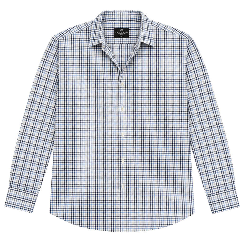 Knox & Lane Button Down Shirt Size L Blue Plaid Slim Fit Long Sleeve 1