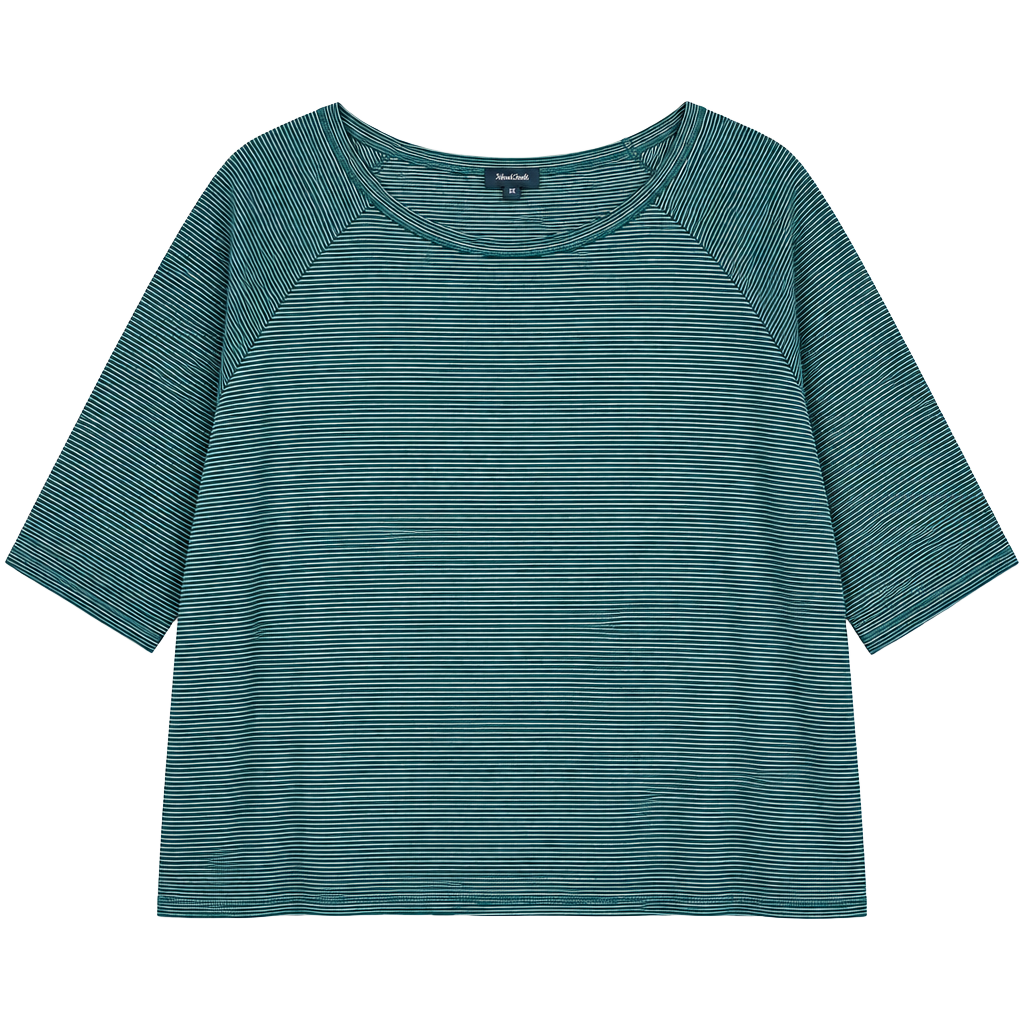 ModCloth Striped 3X Green Rayon Blend Tee Shirt Top 1