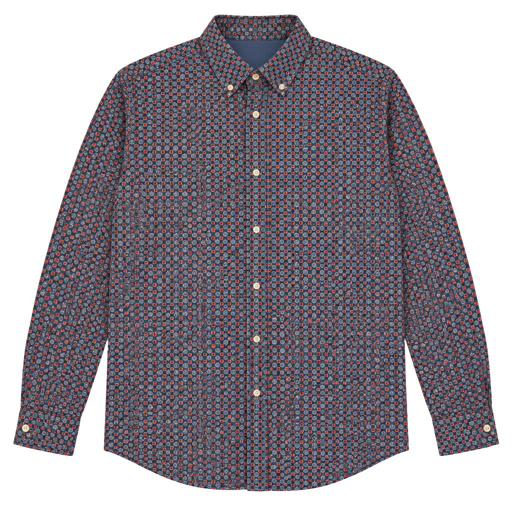 Wrangler Long Sleeve Button-Down Shirt Size L Geometric Pattern 1