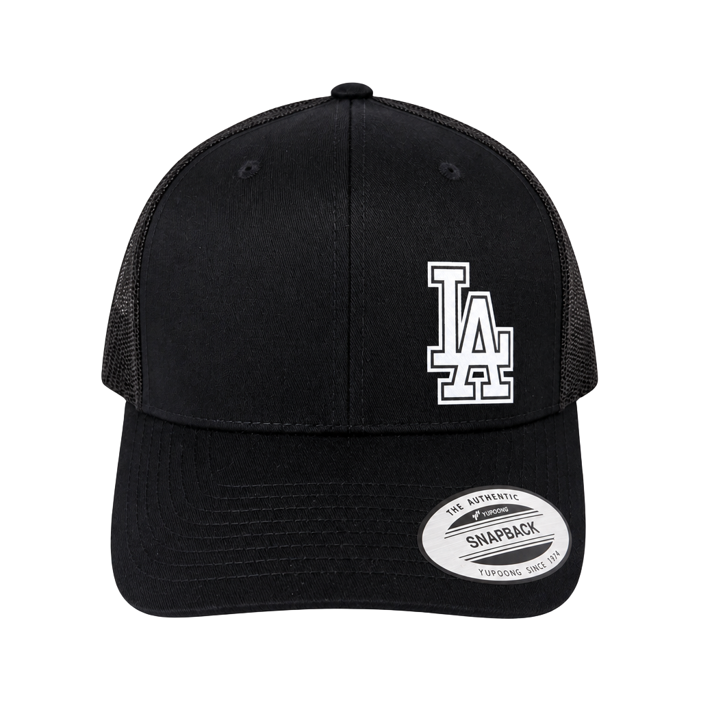 Yupoong Classics Custom LA Dodgers Style Trucker Snapback Hat Black 1