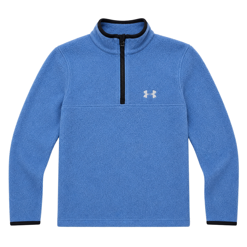 Under Armour Boy's Blue Armor Fleece 1/4 Zip Pullover Logo Sweater 1