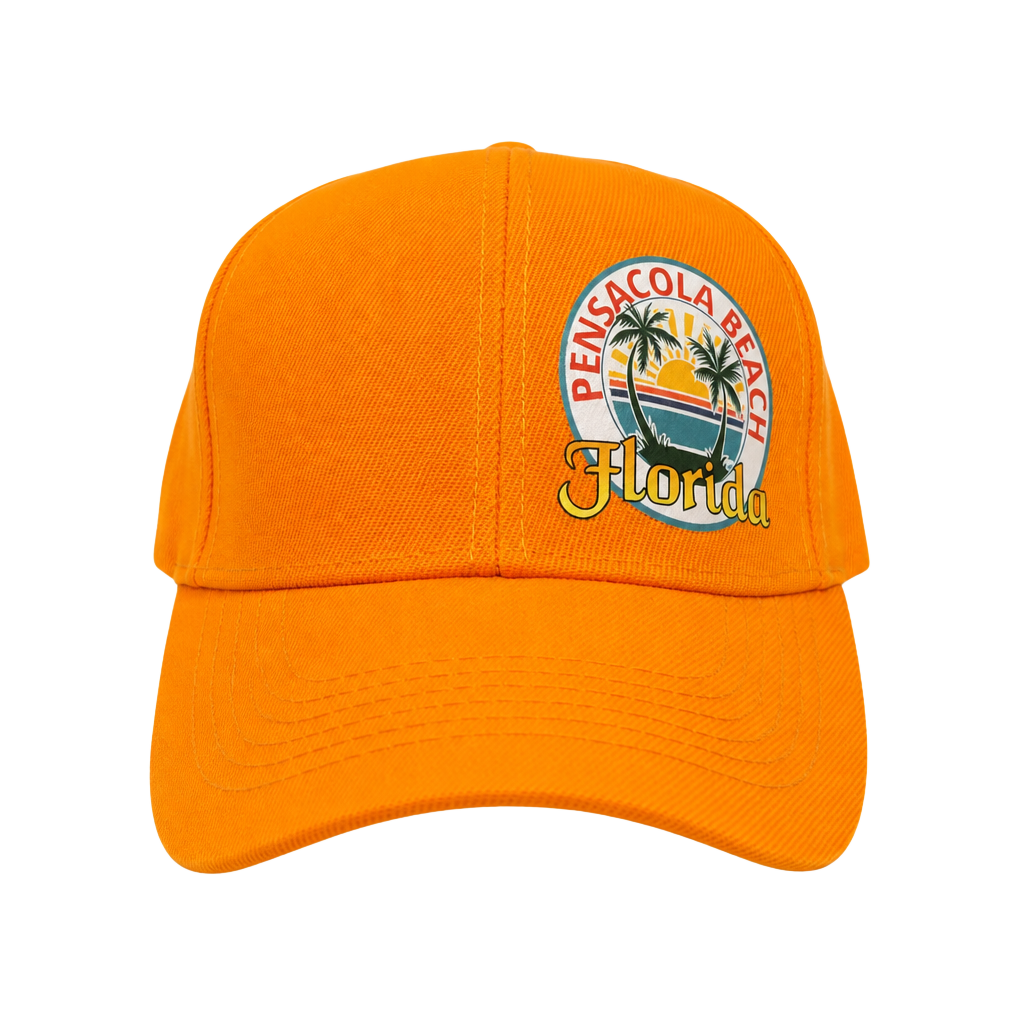 Pensacola Beach Florida Dark Yellow Adjustable Hat 1