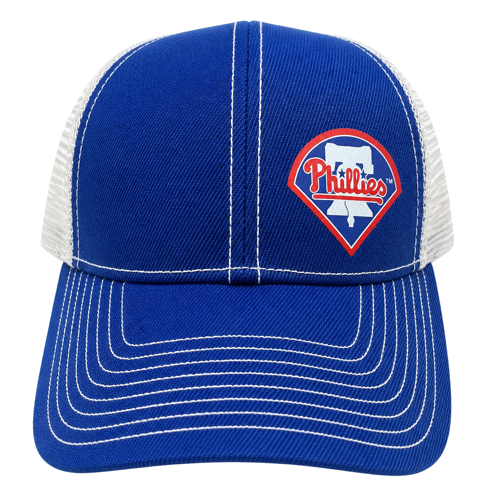 Philadelphia Phillies Blue and White Mesh Baseball Cap Liberty Bell Logo 1