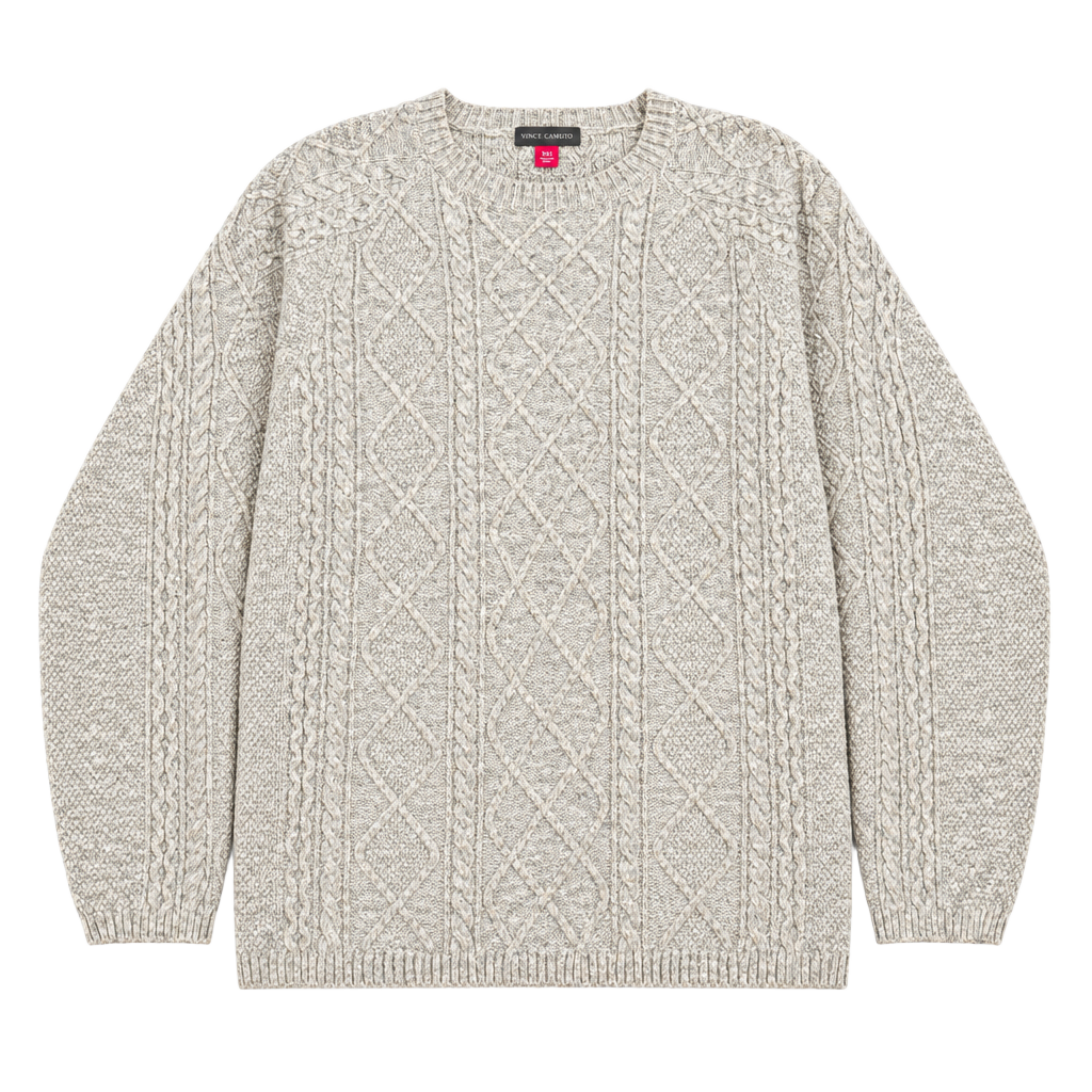 Vince Camuto Cable Knit Sweater Size XXL Gray Crew Neck Pullover 1
