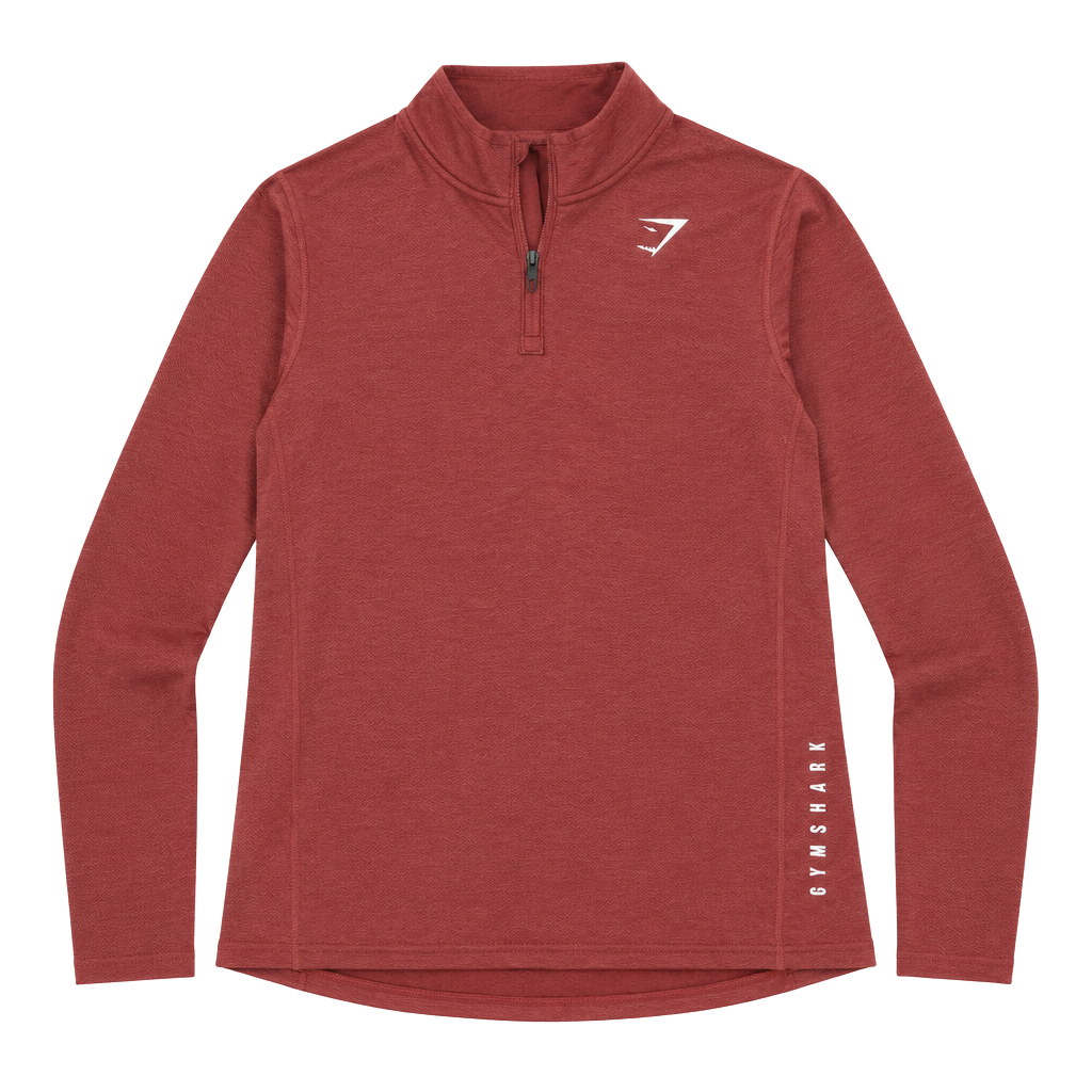 Gymshark 1/4 Zip Pullover Size XL Burgundy Long Sleeve Thumbholes 1