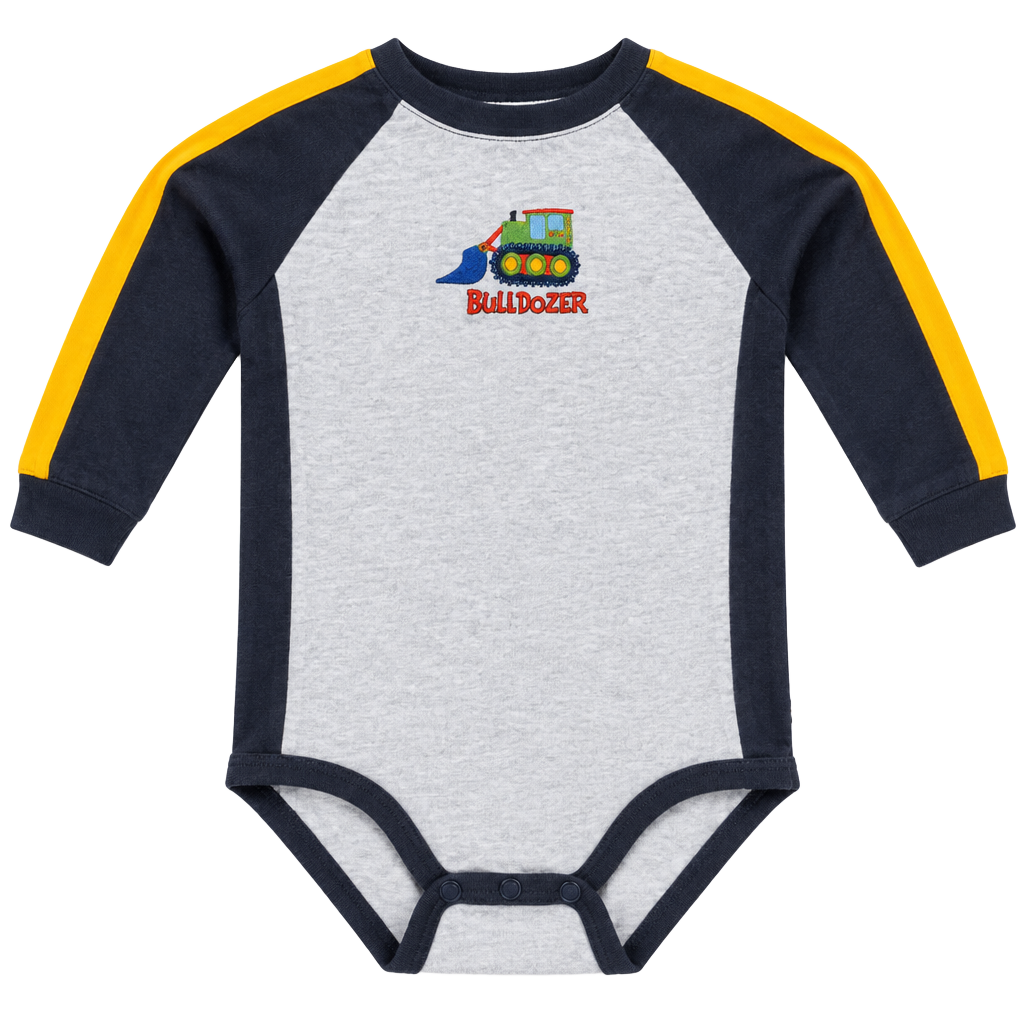 Okie Dokie Bulldozer Bodysuit Size 24 Months Gray Navy 1