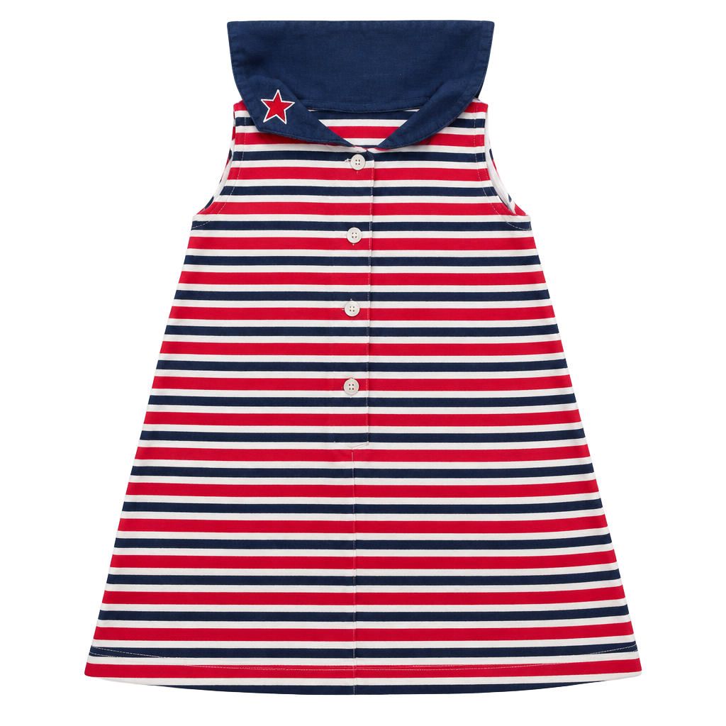 Baby N Striped Dress Size 4 Red White Blue Sailor Style 1