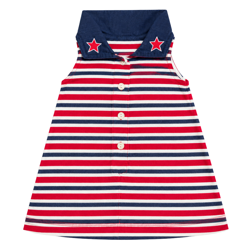 Baby N Striped Dress Size 9 Months Red White Blue Stars 1