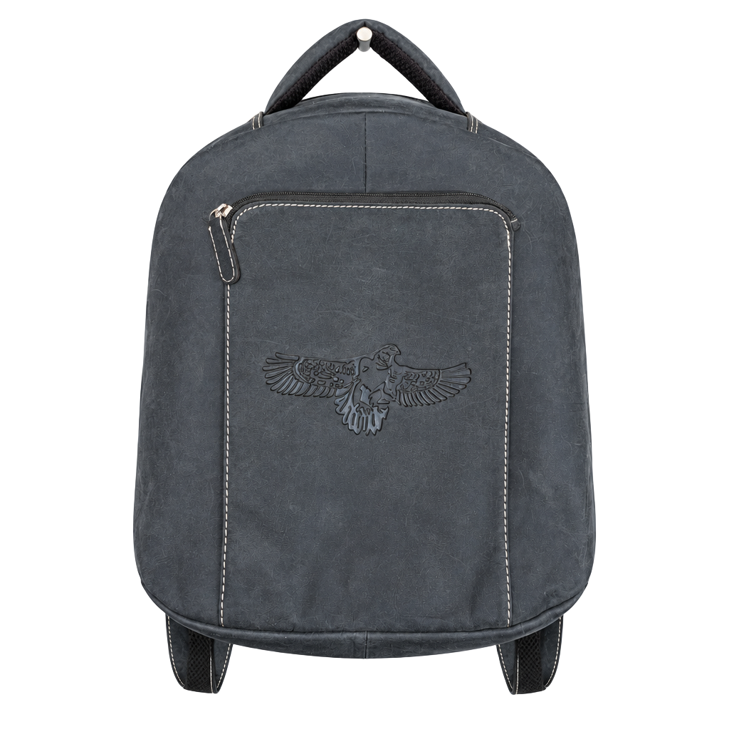 Vintage Eagle Embossed Leather Backpack Dark Brown 15 Inches 1