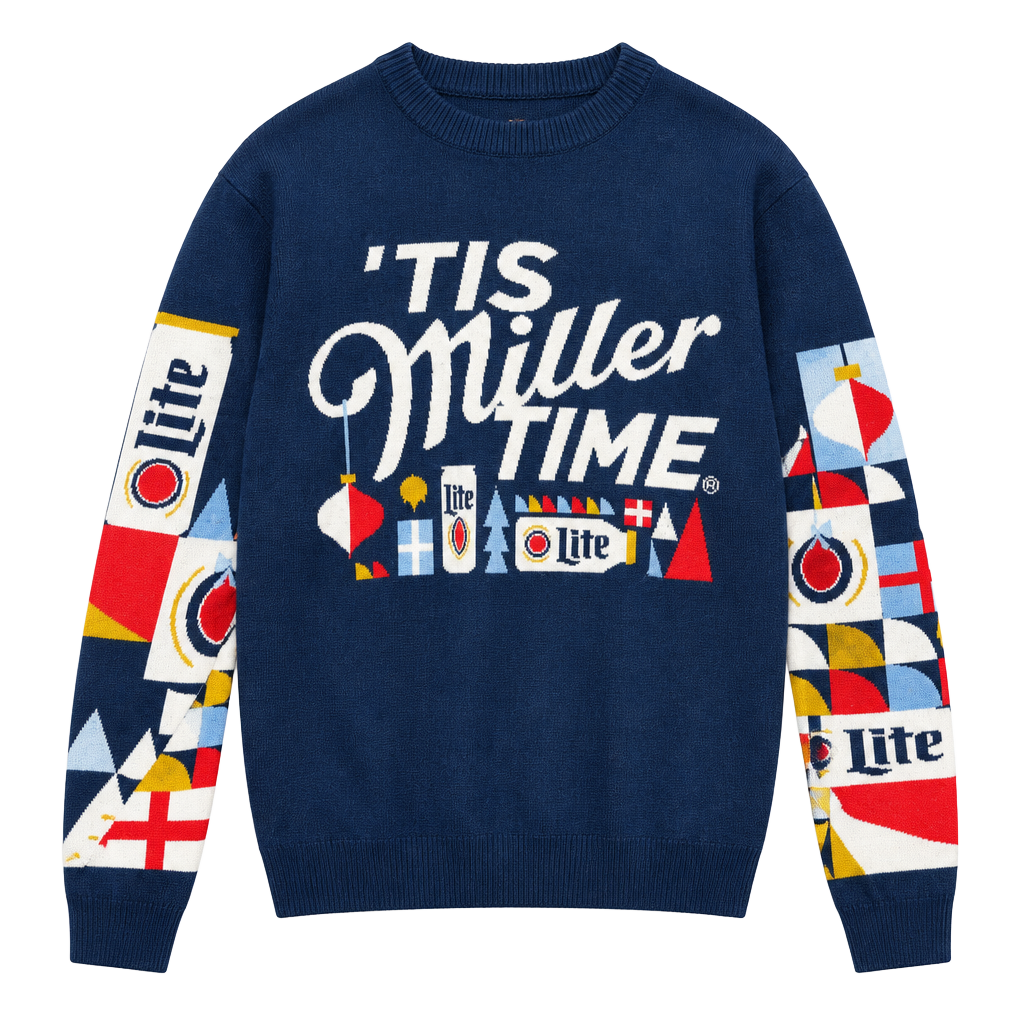 Miller Lite 'Tis Miller Time Holiday Sweater Blue 1