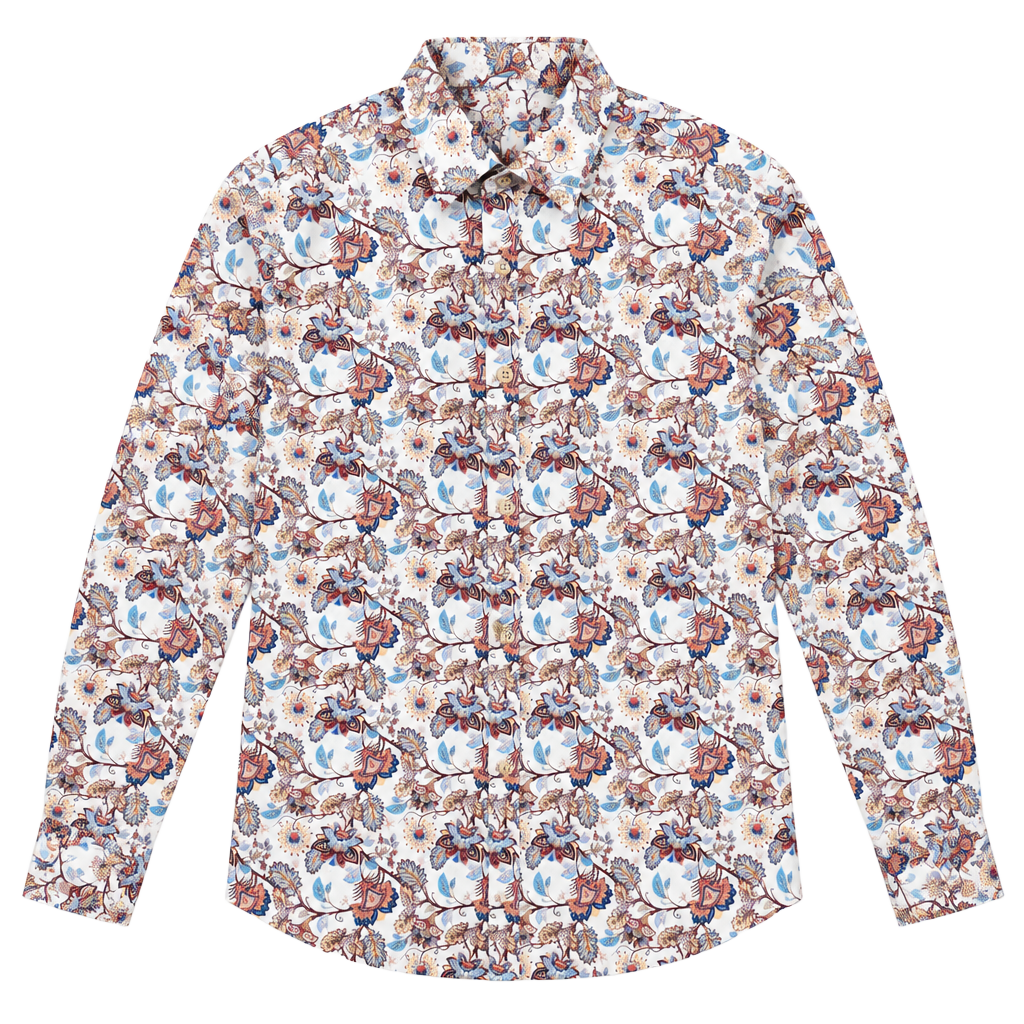 Brass Monkey Long Sleeve Button-Up Shirt Floral Print Size M 1