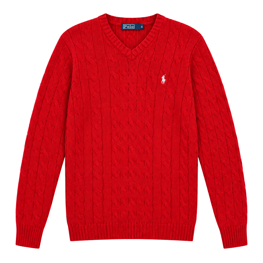 Polo Ralph Lauren Cable Knit V-Neck Sweater Size 3X Red Cotton 1