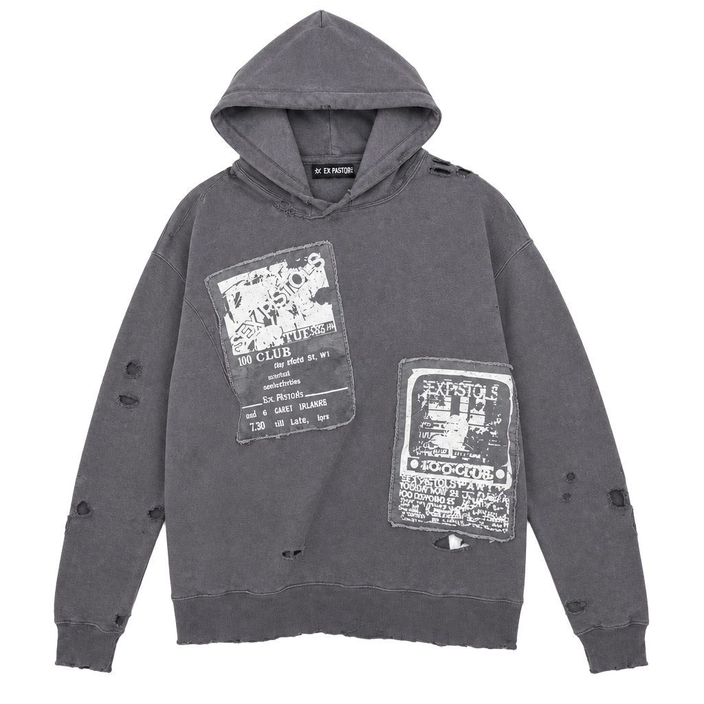 Sex Pistols Distressed Hoodie Size S/M Grey Graphic Sweatshirt 1
