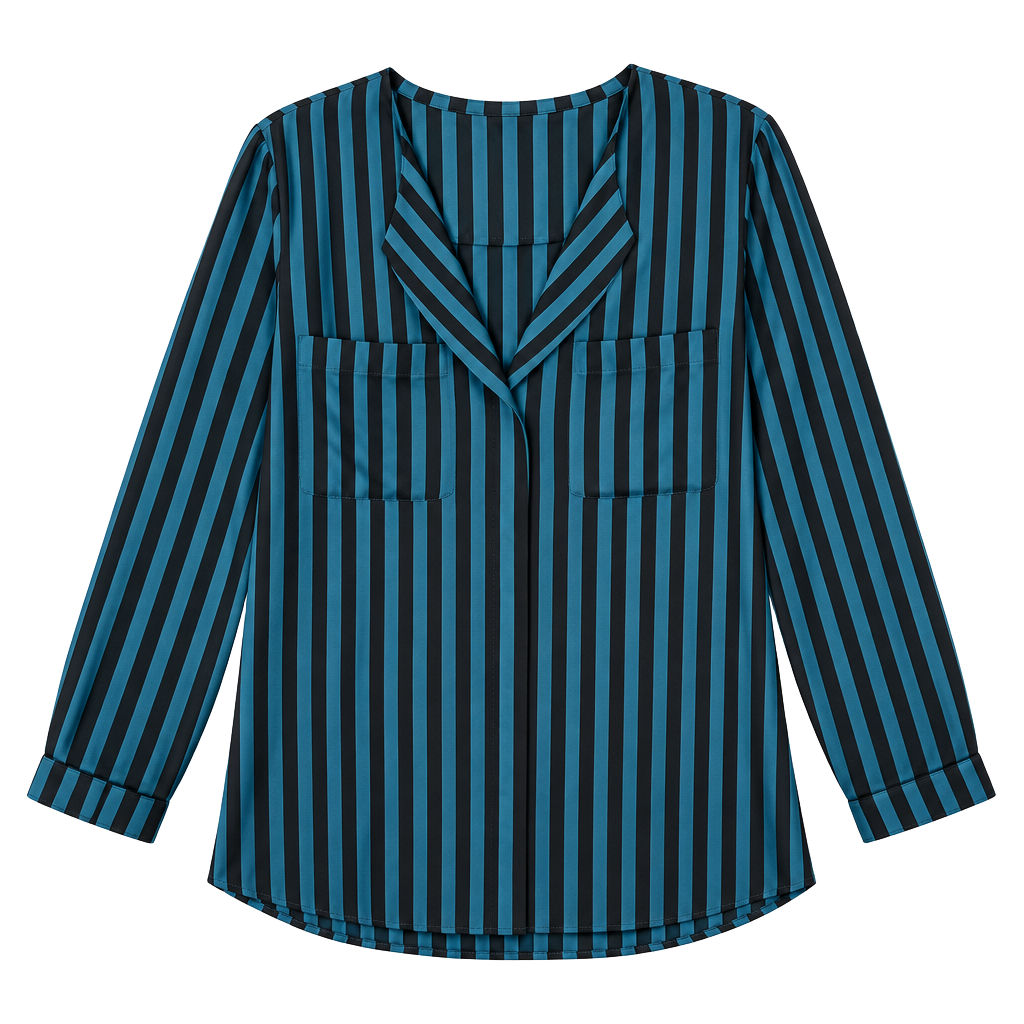 Forever 21 Blue and Black Striped Button-Down Blouse Size S 1