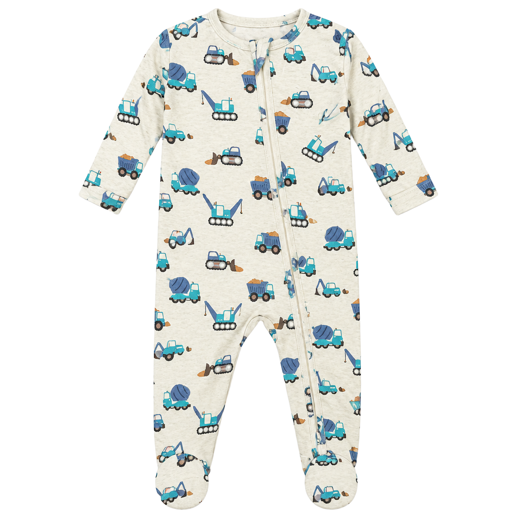 Posh Peanut Construction Vehicle Footed Sleep & Play Pajamas Size 6-9 Months 1