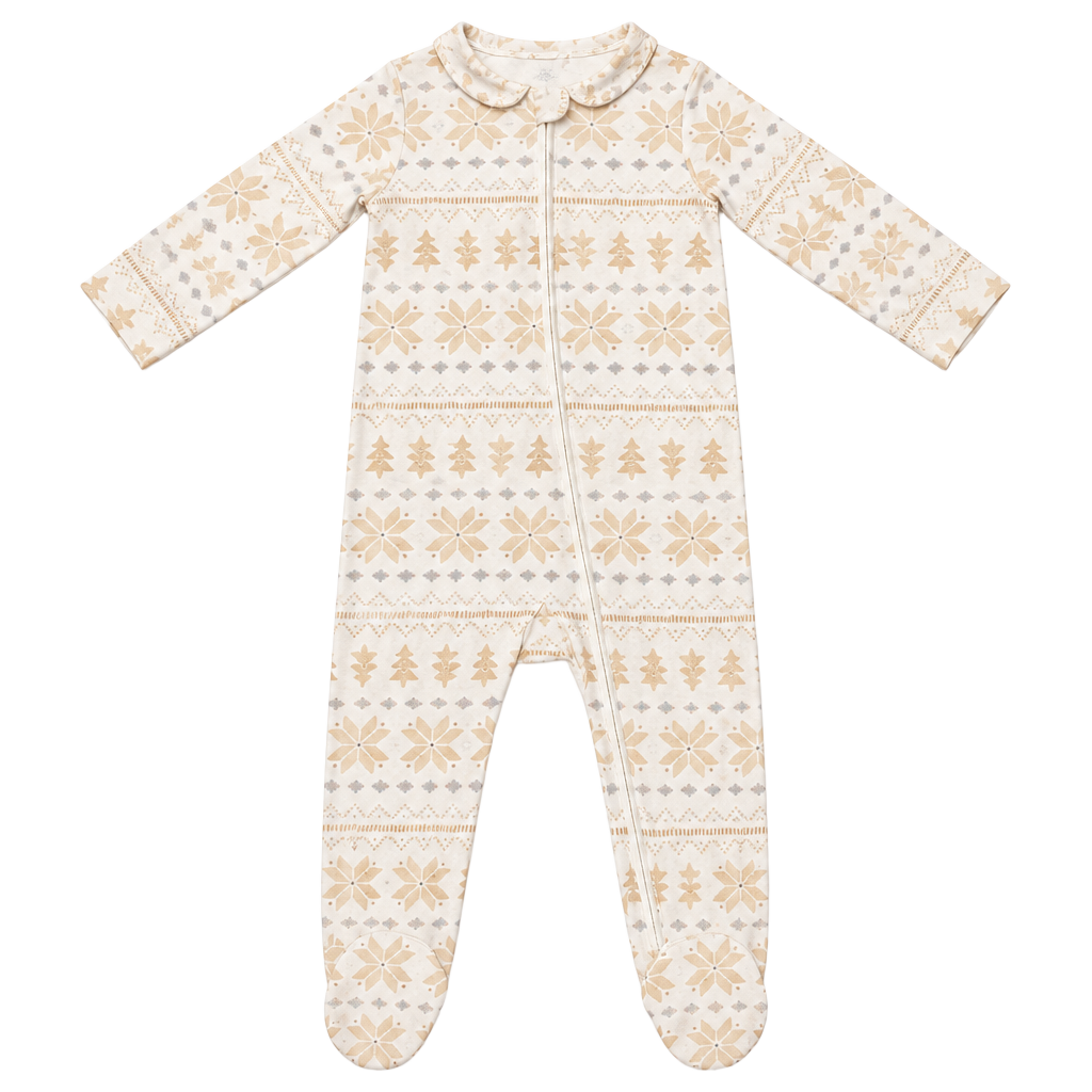 Carter's Bamboo 6-9M White Floral Snowflake Christmas Footie Pajamas 1