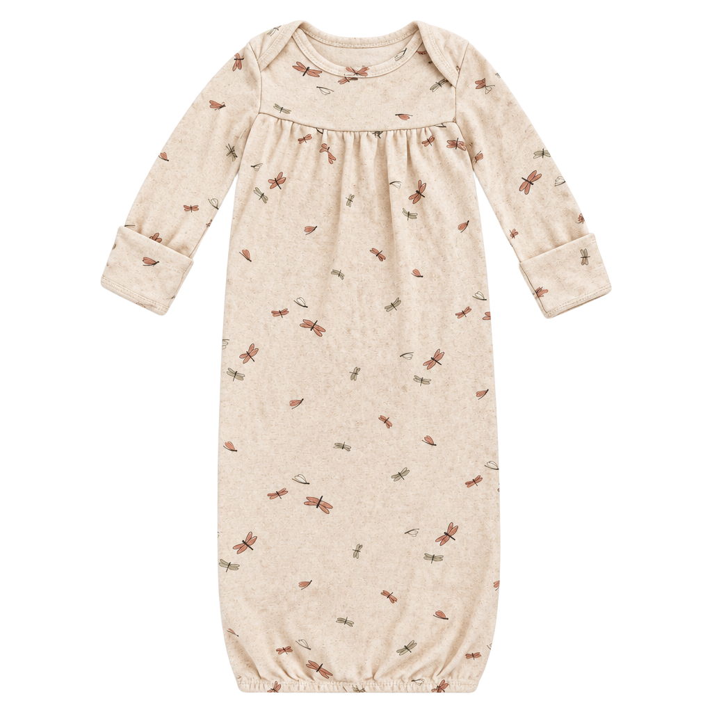Carter's Dragonfly Smocked Baby Gown Size 0-3M Pink Cotton EUC 1