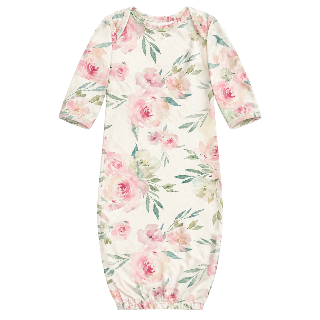 Luminous Littles Baby Sleep Gown Floral Watercolor Newborn 1