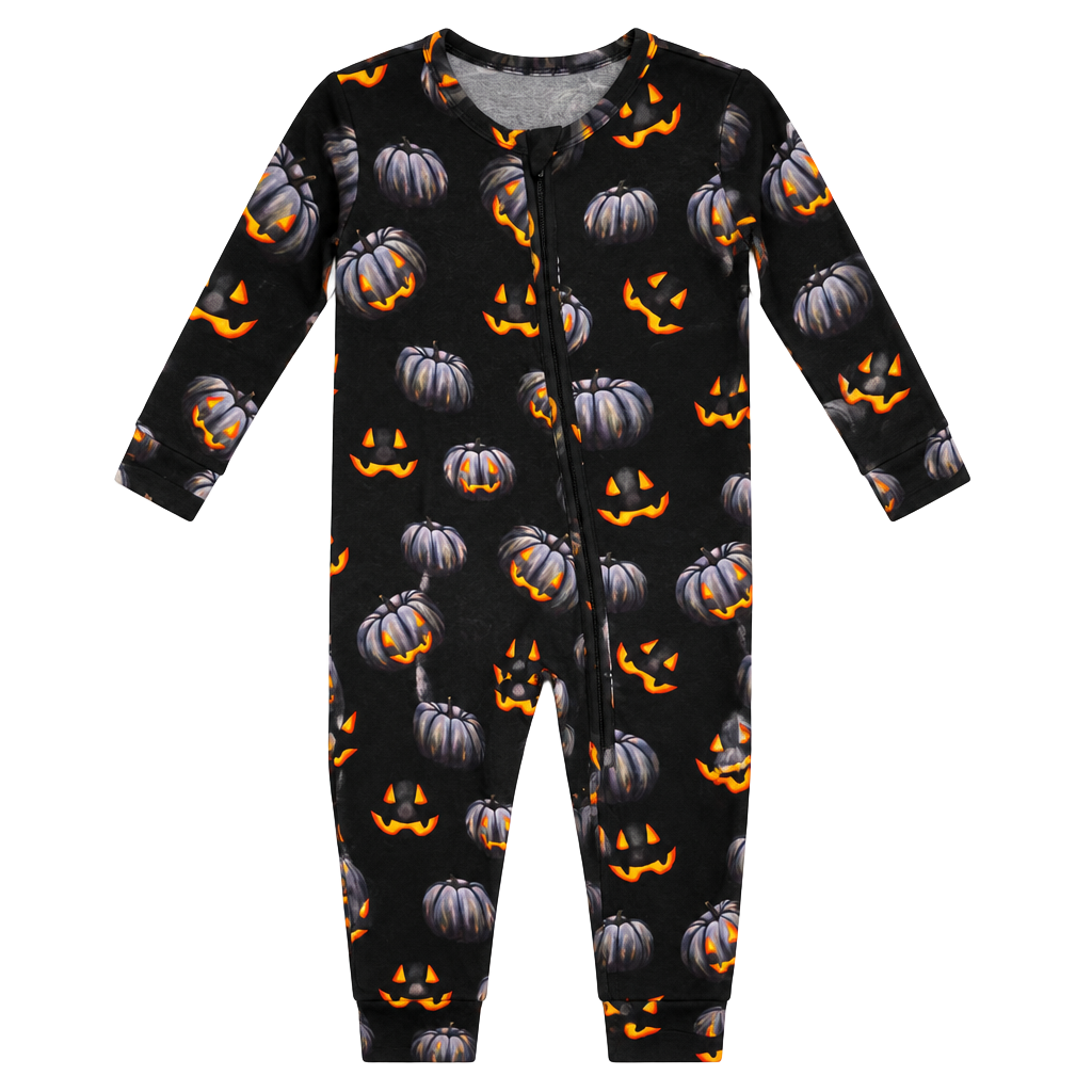 Little Bum Bums Halloween Pumpkin Footed Zippy Pajamas Size 9-12 Months 1
