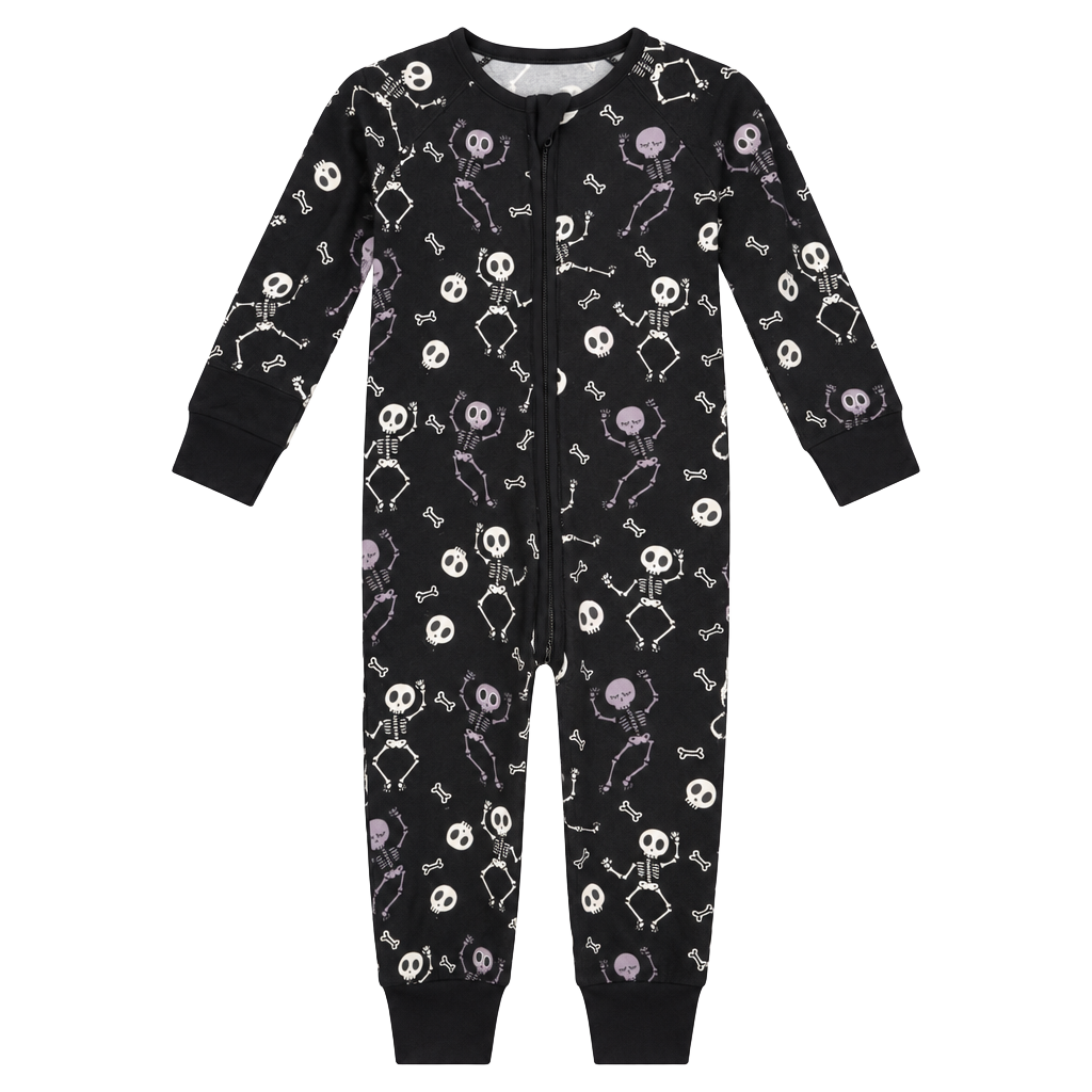 Little Sleepies Skeleton Zippy Size 3-6 Months Black Dancing Skeletons 1