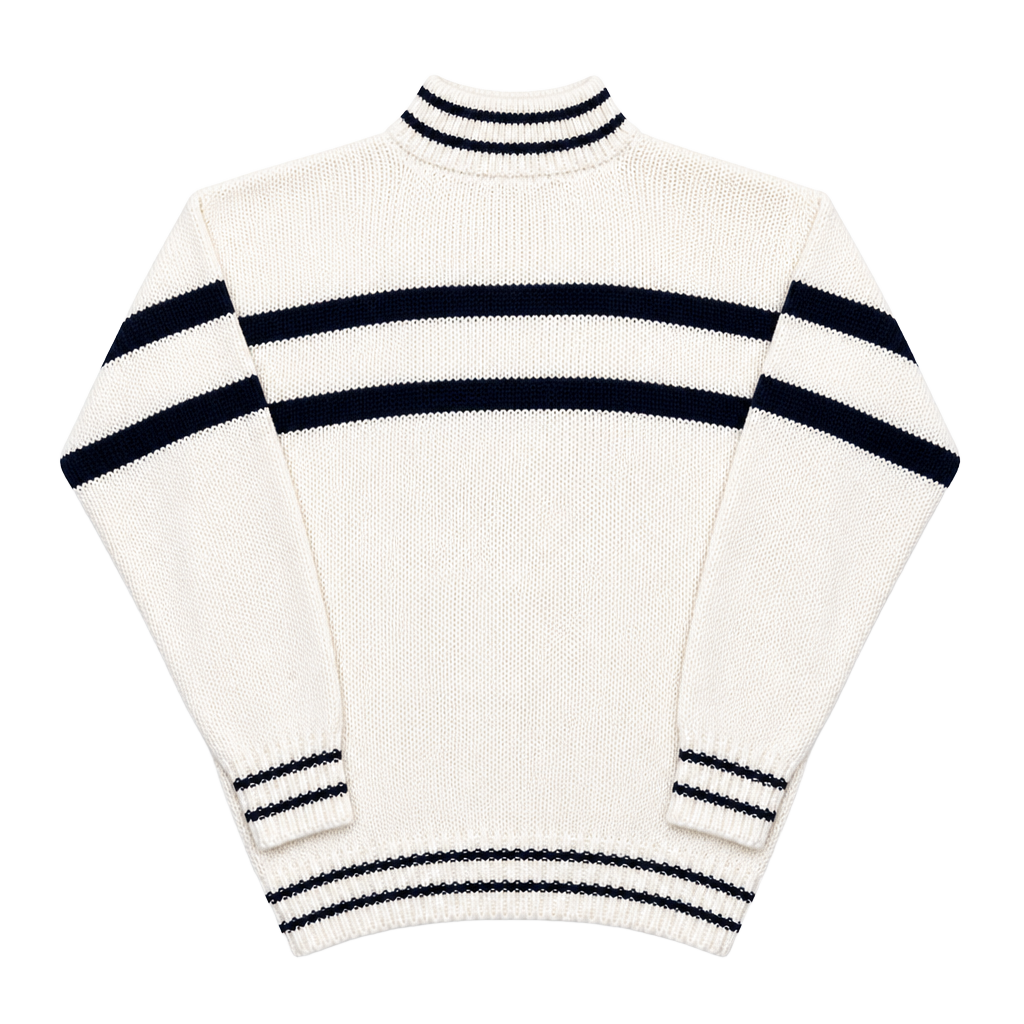 Vintage sport land White Knitted Sweater with Black Stripes 1