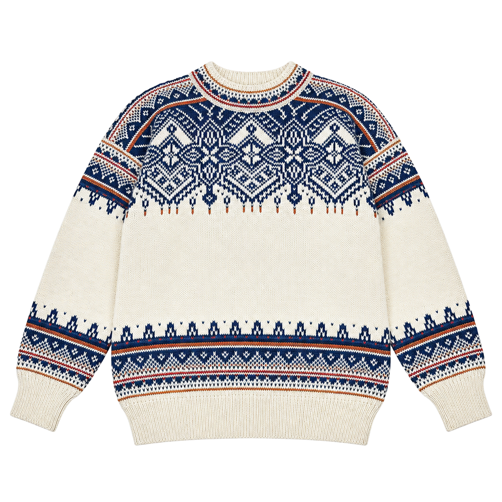 Vintage Dale of Norway Fair Isle Knit Sweater Men’s L Beige Blue 1