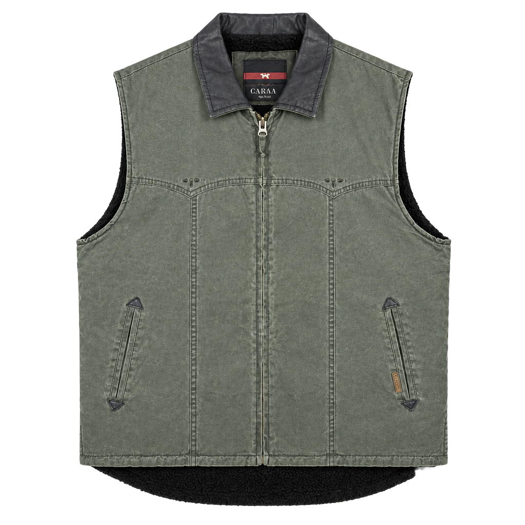 Kakadu Canvas Vest Men’s L Green Sherpa Lined Workwear 1