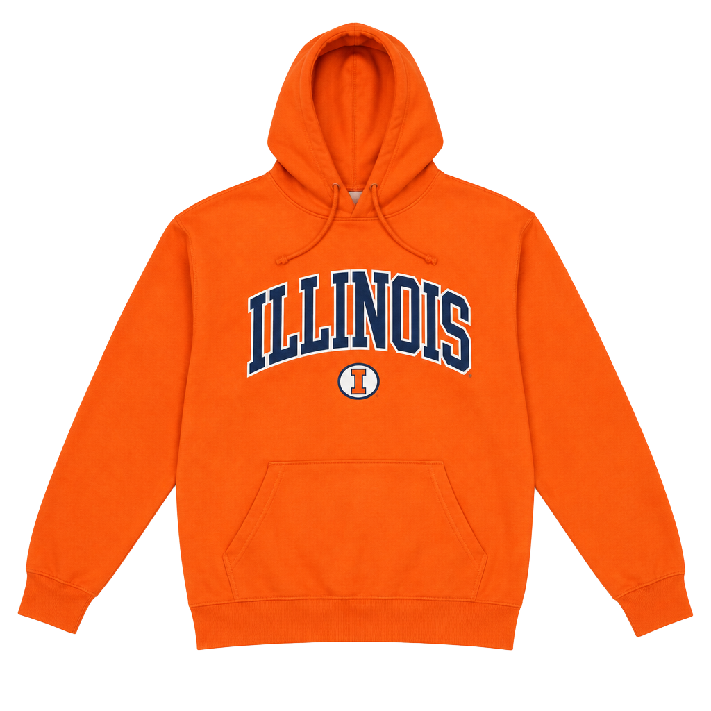 J. America Illinois Fighting Illini Hoodie Size XL Orange Pullover 1
