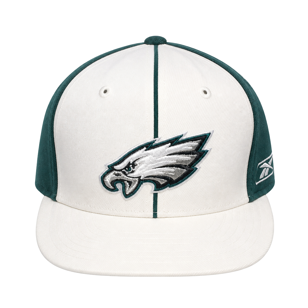 Reebok Philadelphia Eagles Fitted Hat Size 7 1/2 White Green NFL 1