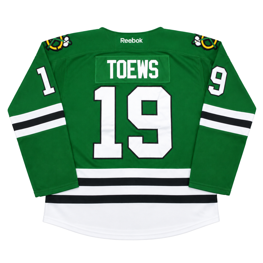 Reebok Chicago Blackhawks Toews 19 St Patrick's Day Jersey Size 48 1