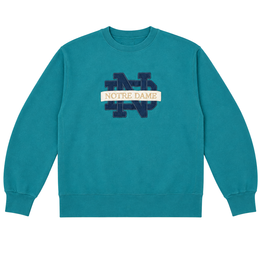 Vintage 90s Crable Sportswear Notre Dame Sweatshirt Size X-Large Teal 1