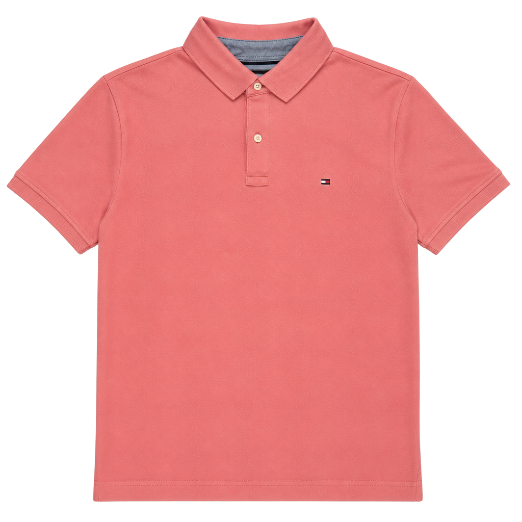 Tommy Hilfiger Men's Coral Pink Custom Fit Short Sleeve Polo Shirt Size M 1